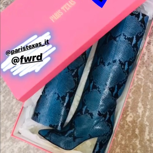 PARIS TEXAS Shoes - PARIS TEXAS BLUE SNAKE SKIN PRINT BOOTS 37